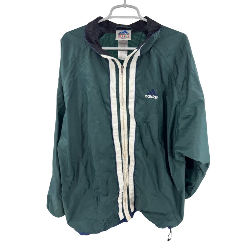 adidas Green white Windbreaker XL jacket 90s retro men’s vintage lightweight